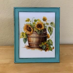 Farmhouse Sunflowers and basket picture 8x10 w/frame